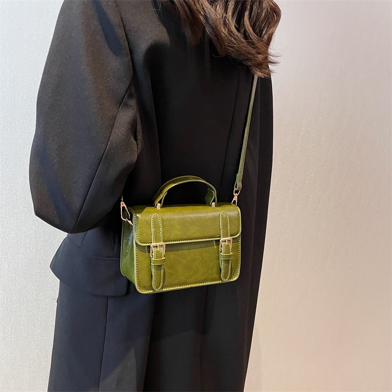 Túi Đeo Chéo Bằng Da pu Màu Trơn Phong Cách Cổ Điển Thời Trang Cho Nữ