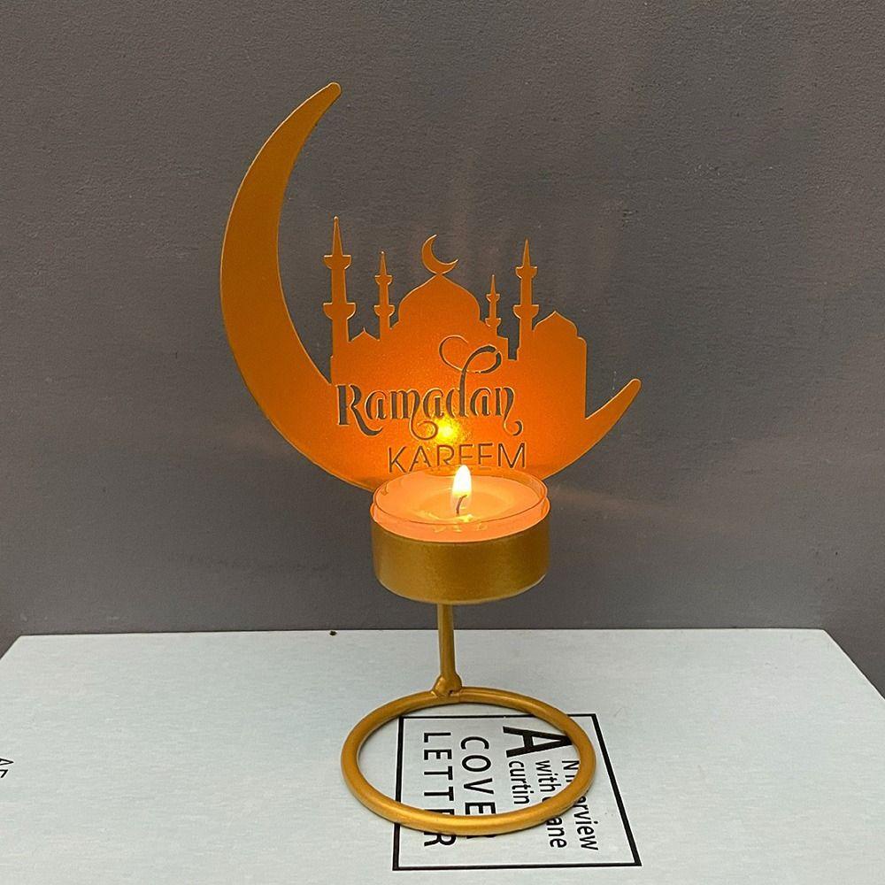 LET Chân Nến Hình Mặt Trăng Phong Cách Ramadan Mubarak Dùng Trang Trí Bàn Lễ Hội