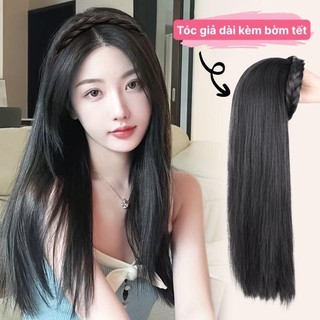 Bộ tóc giả nửa đầu nữ đẹp, có gắn bờm tóc giả - Tóc giả nửa đầu thẳng dài 60cm