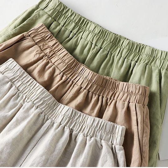 Quần Short Cotton Linen Dáng Rộng Buộc Dây Thêu Họa Tiết Phong Cách Mori Nhật Bản Ngọt Ngào Thời Trang Mùa Hè Cho Phụ Nữ Tuổi Teenmei Xl-5xl 2023