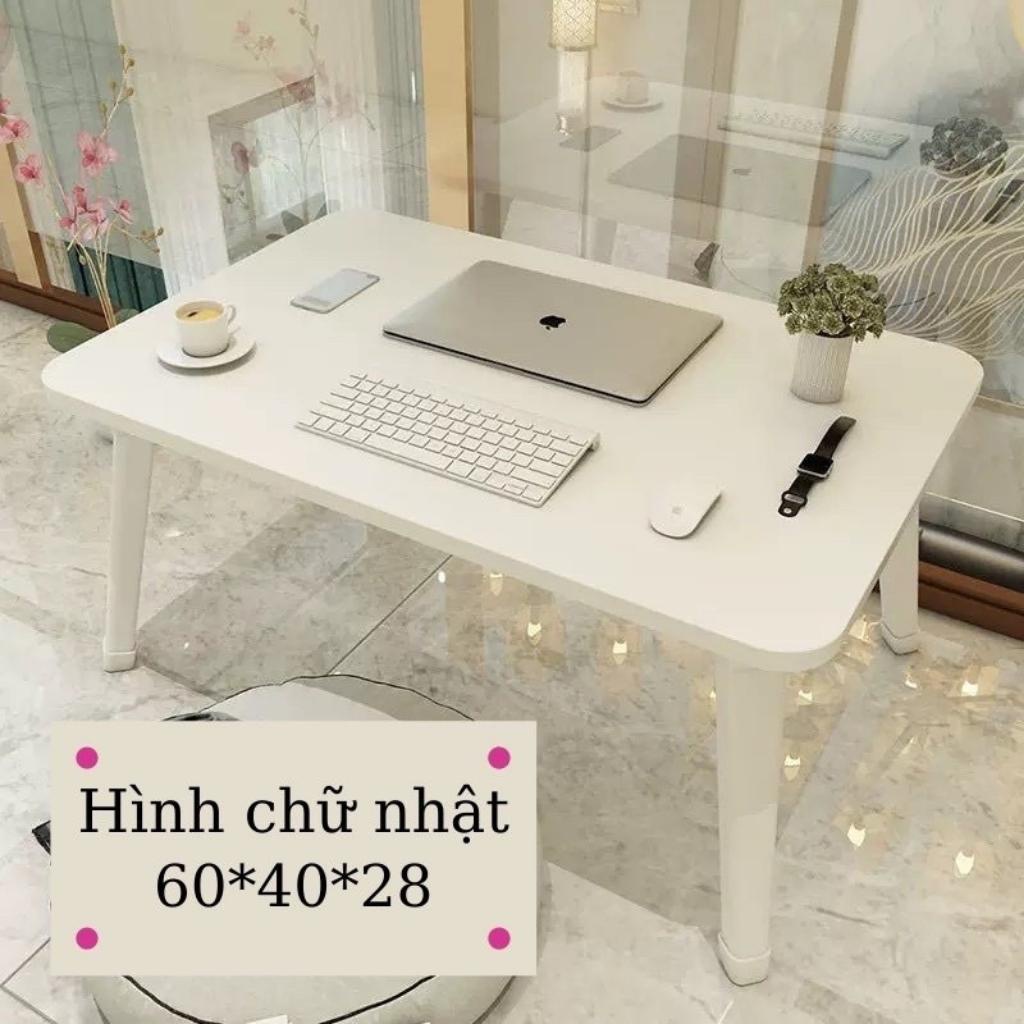 Bàn học gấp gọn mini mặt gỗ chân nhựa thông minh ngồi bệt để giường laptop xếp gọn dành cho học sinh , sinh viên