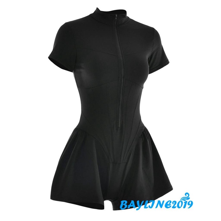 Áo liền quần Ngắn Tay Cổ Đứng Khóa Kéo Thời Trang Mùa Hè Cho Nữ