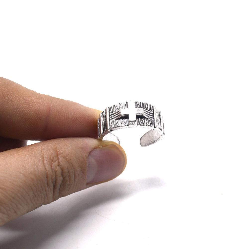 Nhẫn nam mặt Thánh Giá màu bạc cổ điển, vòng hở, quà tặng Công Giáo, Giáng Sinh, Quan thấy