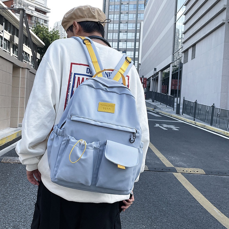 One Ba Lô Đi Học Sức Chứa Lớn Màu Tương Phản Phong Cách Nhật Bản Cho Nữ