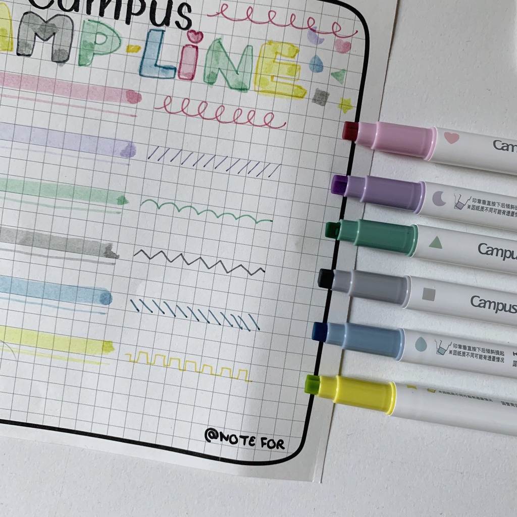 Bút Highlight Kokuyo Campus Stamp Line hai đầu tiện dụng Art Therapy