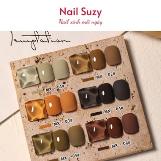 Sơn gel AS dùng máy hơ gel móng tay gel tone nâu đất socola cam NAIL SUZY mã MX 15ml