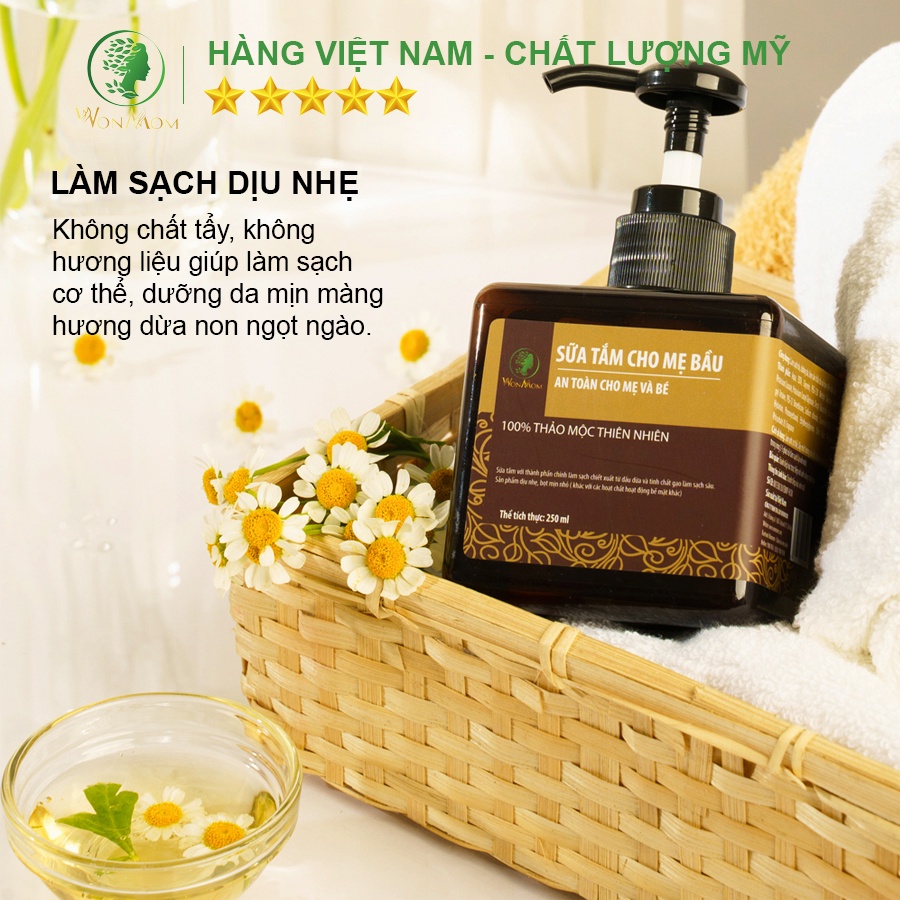 [ Giảm 50K - Đơn 459K ] Bộ tắm body và dưỡng trắng toàn thân Wonmom ( 1 Kem sữa nghệ toàn thân + 1 Sữa tắm cho mẹ )