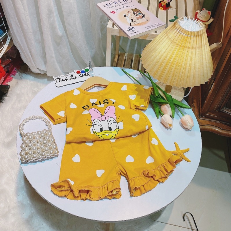 Set bộ cộc tay cho bé gái mẫu vịt DONA, chất cotton mềm mịn, thoáng mát, thấm hút mồ hôi siêu tốt