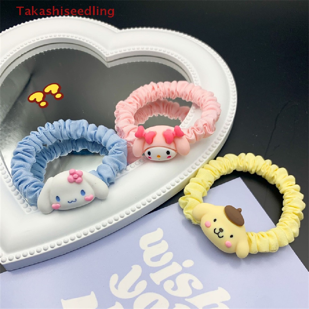 (Takashiseedling) Dây Cột Tóc Co Giãn Hình Hoạt Hình Đáng Yêu Ngọt Ngào Cho Nữ