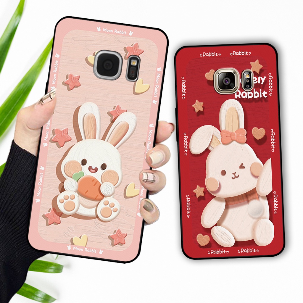 Ốp lưng Samsung Note 5 / S6 / S6 Edge / S7 / S7 Edge in hình caro đỏ, thỏ hồng may mắn, lovely rabbit