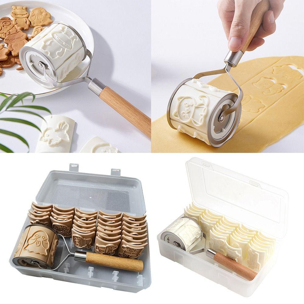 LONTIME Set 8 Cây Lăn Bột Làm Bánh Bằng Nhựa PP Chống Dính Họa Tiết Giáng Sinh