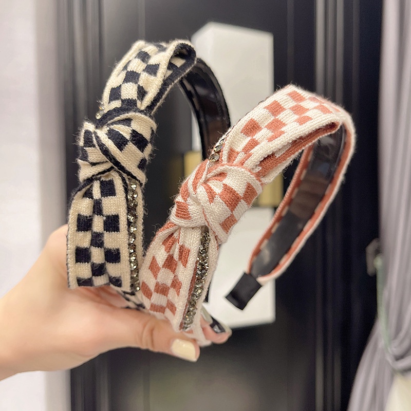 Băng Đô Cài Tóc Phủ Lông Họa Tiết Chấm Bi Thời Trang Thu Đông