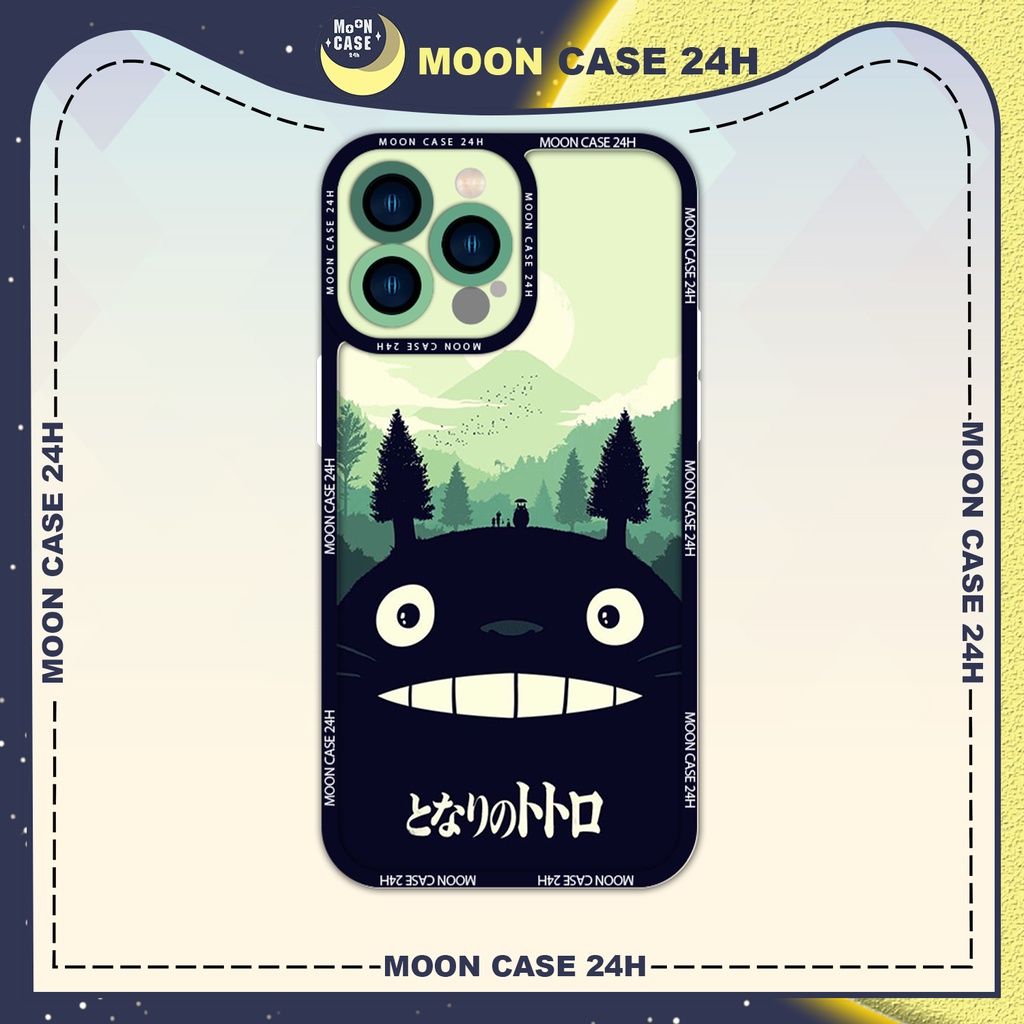 Ốp lưng iphone cạnh vuông MOON CASE 24H Totoro Đen 6/7/8plus/x/xs/11/12/13/14pro/plus/promax