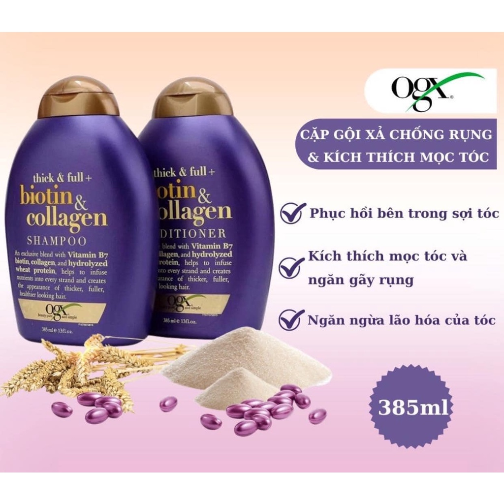 CẶP GỘI XẢ BIOTIN & COLLAGEN TÍM 385ML