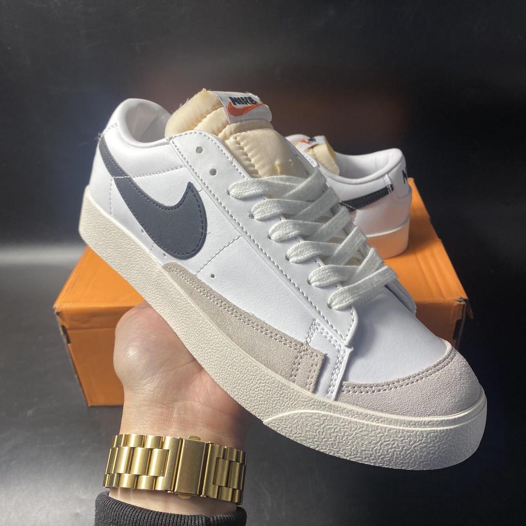 Giày thể thao Blazer Low 77 _Ni'ke vệt đen White Black hàng cao cấp Full Box Bill