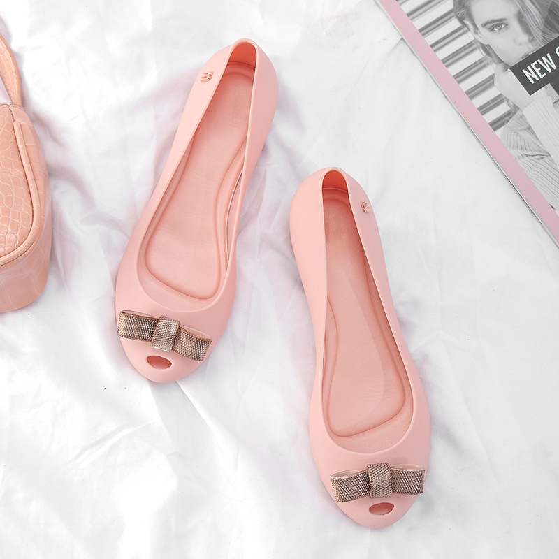 Giày Búp Bê Melissa Mềm Mại Đính Nơ Phong Cách Mới Cho Nữ