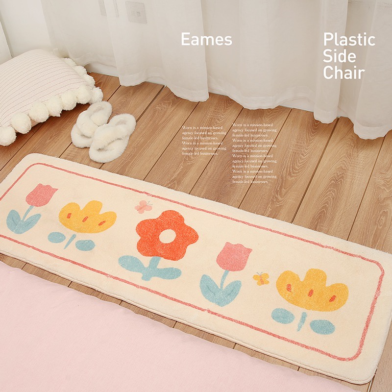Thảm trải sàn những bông hoa Vải nhung lông cừu thảm lau chân 40x60-60x180 thảm trải sàn phòng ngủ thảm lông trải sàn phòng ngủ thảm chống trượt thảm dài