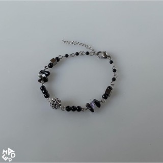 vòng tay nam nữ kiki - màu đen đính zircon và pha lê -2199