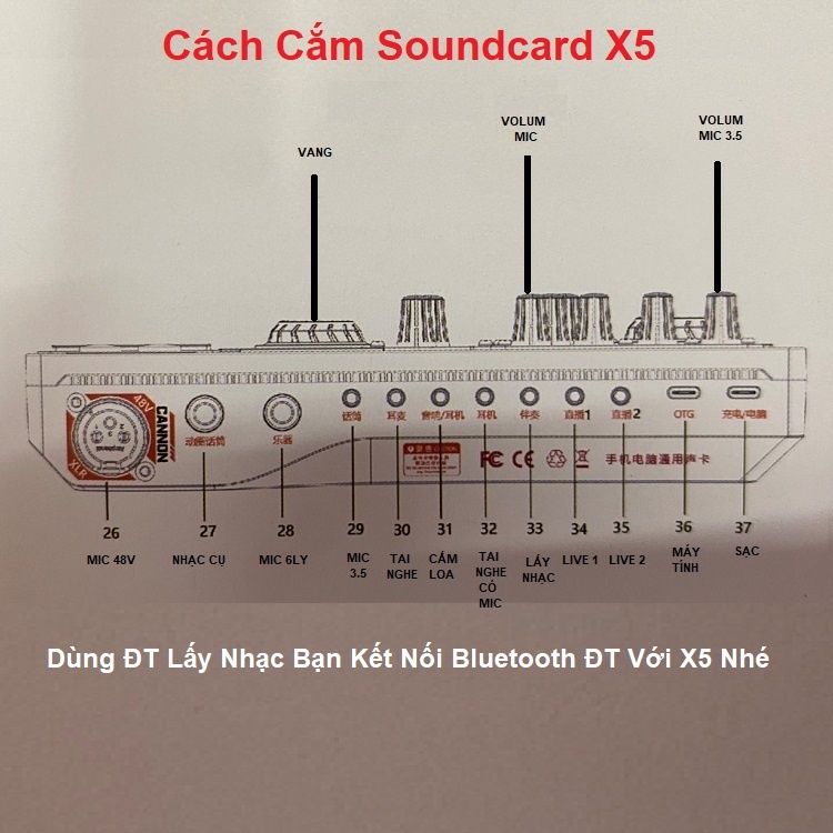 Combo SoundCard X5, Auto-tune Bluetooth Mới 2023, Có Cổng Mic 48V, Micro K200 - Tặng Tai AKG Dây Canon - Hát Livestream