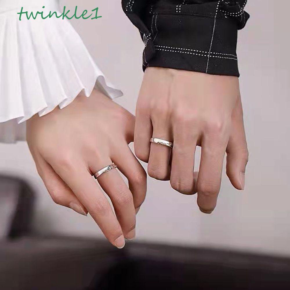 Nhẫn Cặp Bằng Epoxy Họa Tiết Ngọn Núi Lấp Lánh Đơn Giản Sáng Tạo Có Thể Điều