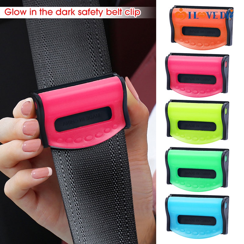 Bộ 2 Khóa Cố Định Dây Đai An Toàn Xe Hơi Bằng Nhựa ABS Màu Dạ Quang Chống Trượt Có Thể Tháo Rời