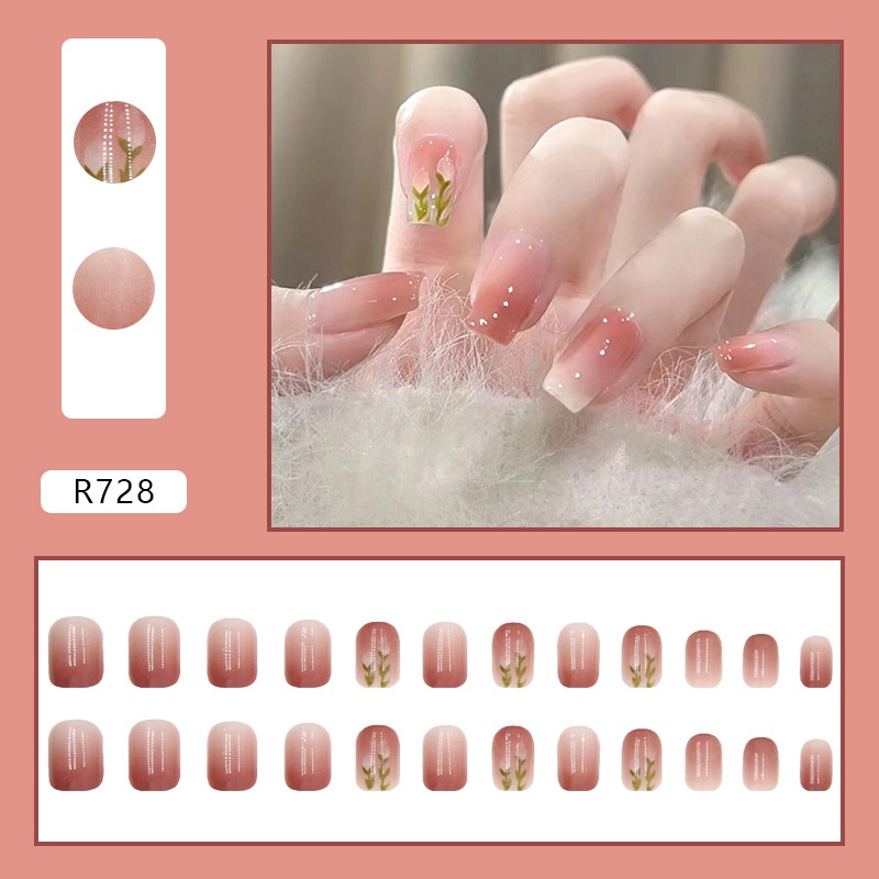 Hộp 24 Móng Tay Giả Hình Hoa Tulip R728