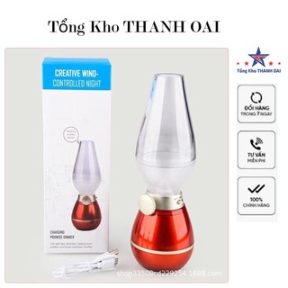 Đèn bàn thờ dùng pin - đèn dầu cảm ứng không khói có chức năng Thổi để bật tắt