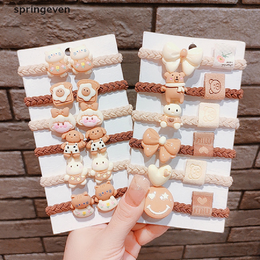 Dây Buộc Tóc Co Giãn Hình Hoạt Hình Màu Cà Phê Dễ Thương Phong Cách Hàn Quốc