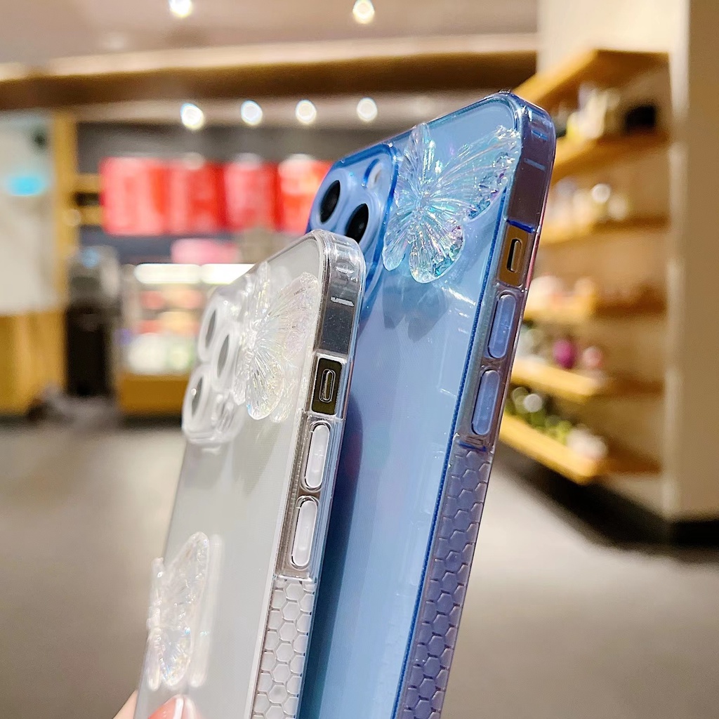 Ốp Điện Thoại Silicon Họa Tiết Bươm Bướm 6D Lấp Lánh Chống Rơi Cho Samsung S23 S22 S21 FE Plus Ultra M23 M33 M53 M52 M11