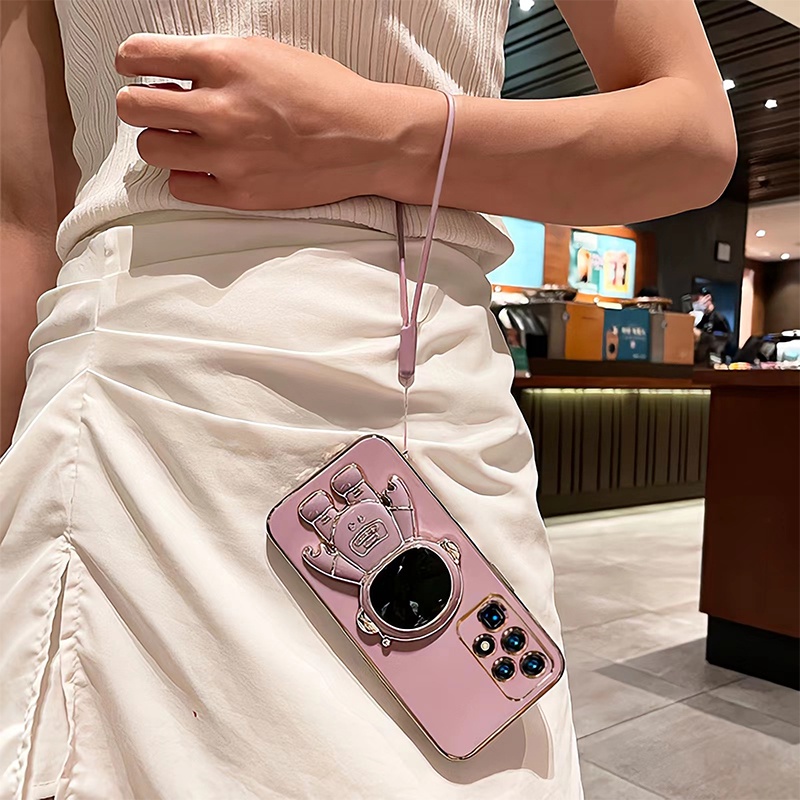 Ốp Điện Thoại Silicone 3 Trong 1 Hình Phi Hành Gia Có Dây Đeo Cho Samsung S23 5G Galaxy A53 5G S21 Ultra Samsung S22 Plus