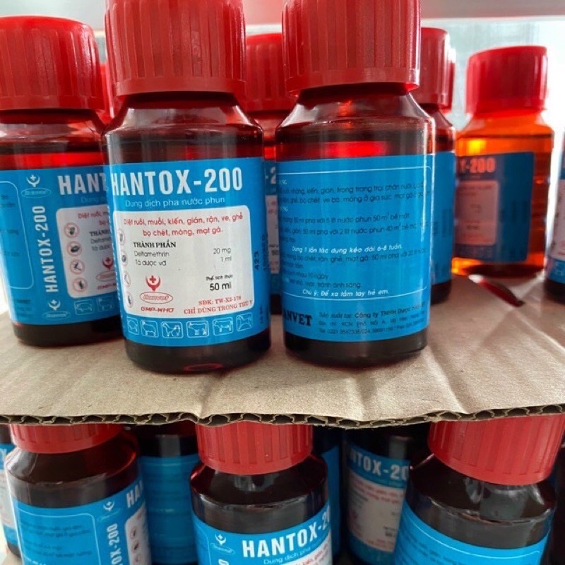 Hantox -200 Diệt ruồi, muỗi, kiến, gián, Mạt Gà, ve, bọ chó 50ml