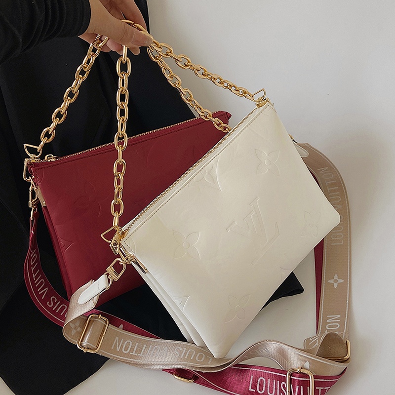 Túi Đeo Chéo L--v Vai Chuỗi Nữ Da Vuông Phong Bì Túi Clutch Thời Trang Hàn Quốc