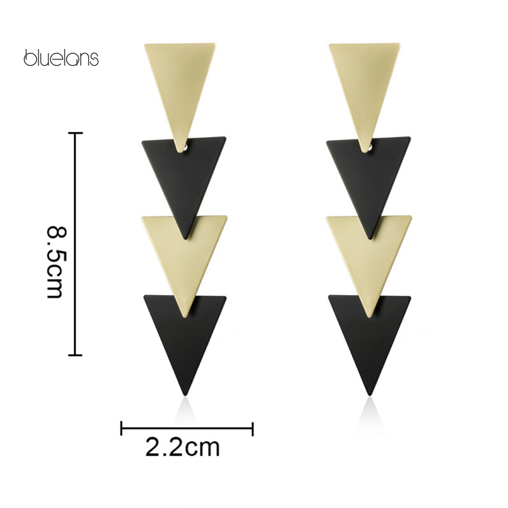 1 Cặp Bông Tai Dáng Dài Hình Tam Giác Chống Phai Màu Thời Trang