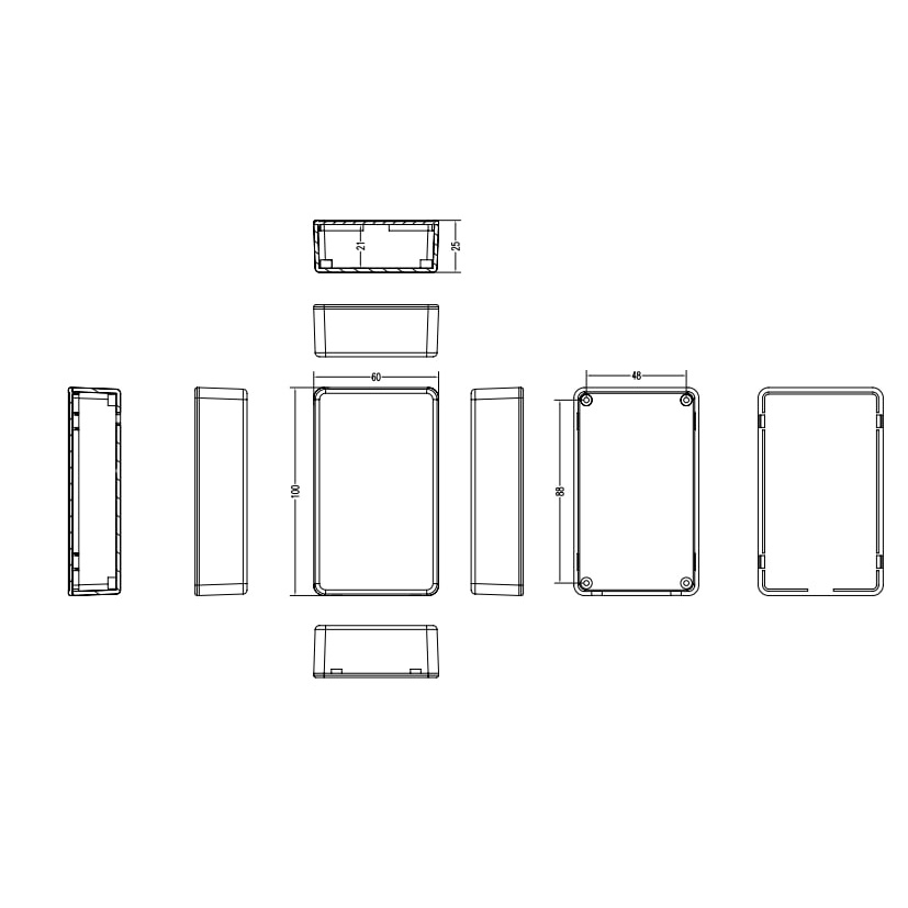 Hộp nhựa ABS 100x60x25mm đen