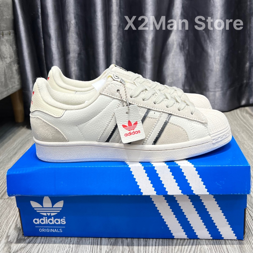 -Giày Superstar Mũi Sò Xám Da Lộn - Chất Lượng SC - Tặng Tât