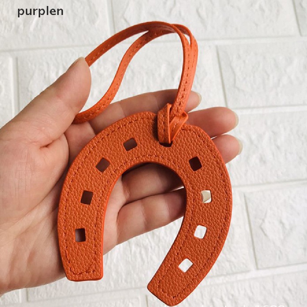 Móc Khóa Da PU Màu Tím Hình Móng Ngựa Hoof Horseshoe