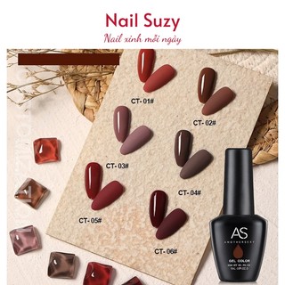 Sơn gel AS móng tay gel dùng máy hơ tone màu nâu đỏ thẫm đỏ đô trầm NAIL SUZY mã CT 15ml