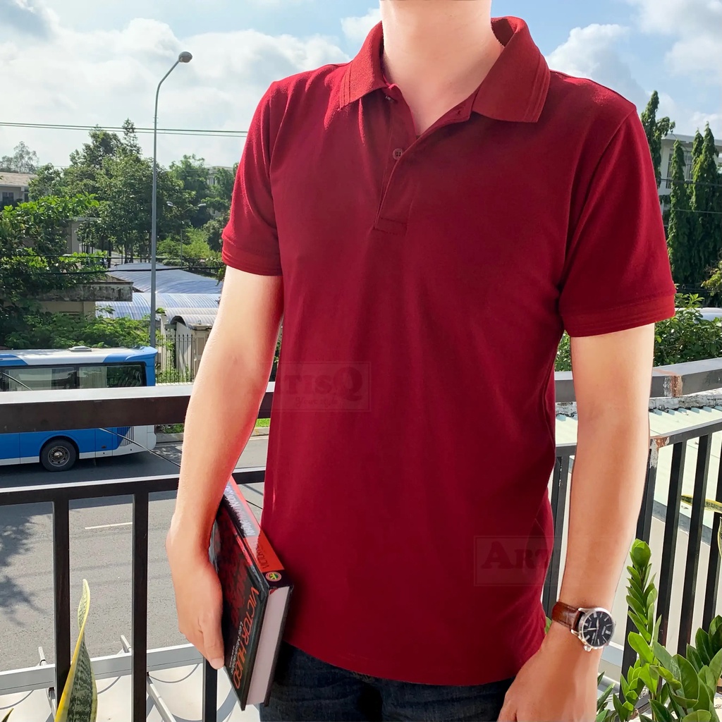 Áo Polo nam sang trọng, lịch lãm, vải cá sấu cotton cao cấp có 2 màu đỏ đô và xanh coban