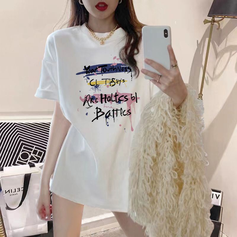 Áo Thun Cotton Ngắn Tay Dáng Rộng Thời Trang Mùa Hè Phong Cách Hàn Quốc Cho Nữ