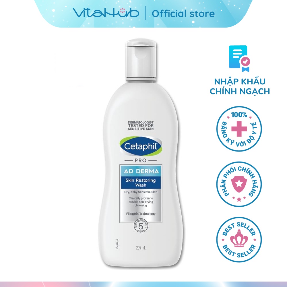 Sữa tắm dành cho da khô, da cơ địa Cetaphil Pro Ad Derma Wash 295ml