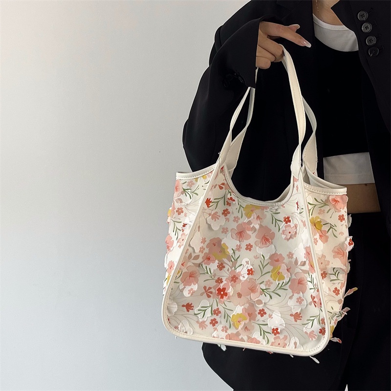 Mischa Túi Xách canvas Đeo Vai Sức Chứa Lớn Họa Tiết Hoa Thời Trang Cao Cấp