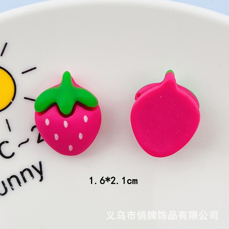 Charm gấu dâu cute | Charm cứng trang trí điện thoại kep tóc DIY slime