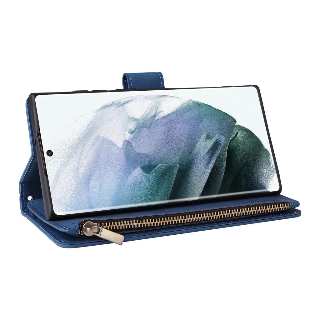 Ốp Điện Thoại Da PU Dạng Ví Có Khóa Kéo Đa Năng Sang Trọng Cho Samsung Note20 Ultra Note10 Pro Note20 10 9 M30 M30S 6