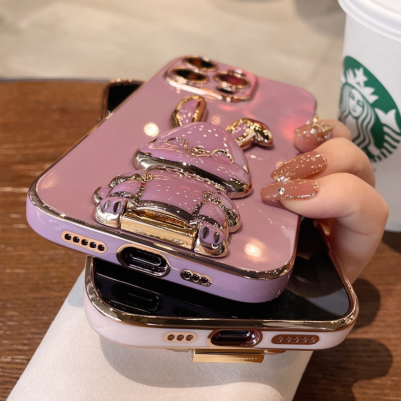 Ốp Điện Thoại Dẻo Họa Tiết Hoạt Hình Chú Thỏ Kèm Giá Đỡ Cho xiaomi 13 13t 12t 12 11t mi 10t pro mi 11 lite ultra