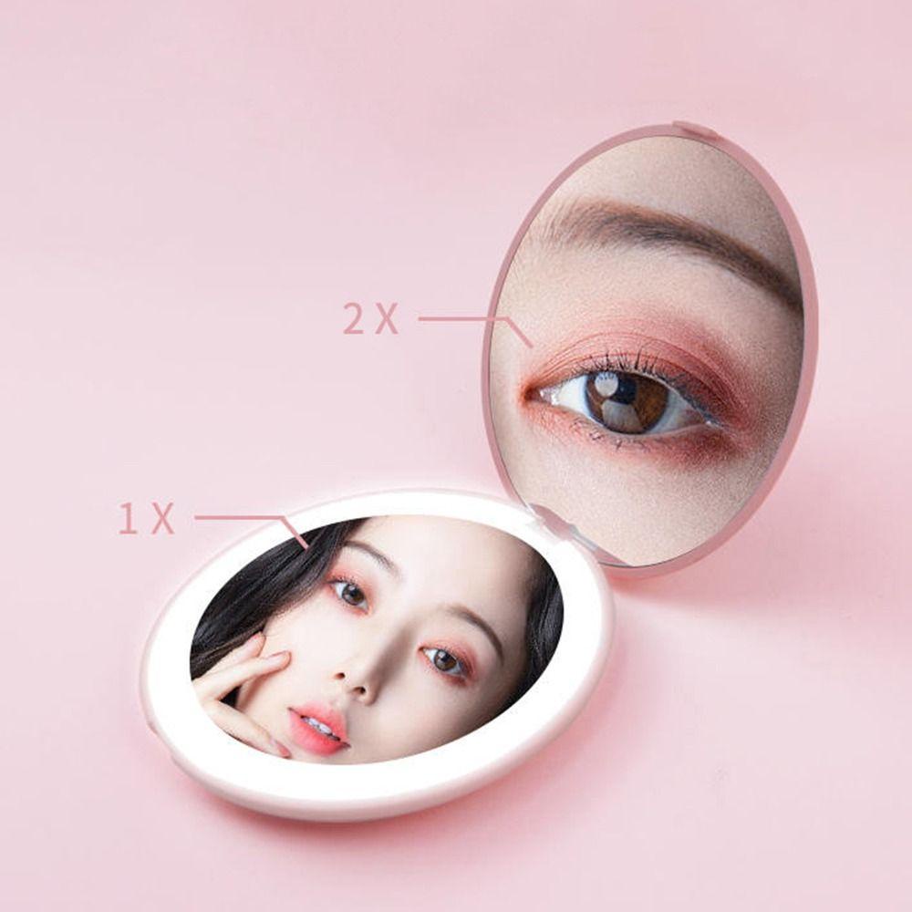 JARRED Gương Trang Điểm Mini 10X 2X Có Đèn LED Gấp Gọn Tiện Dụng Mang Theo Du Lịch