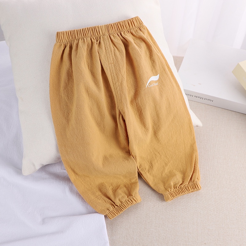 YAOEENH Quần Dài Vải Lanh Cotton Mỏng Thoáng Khí Chống Muỗi Cho Bé 80-120cm