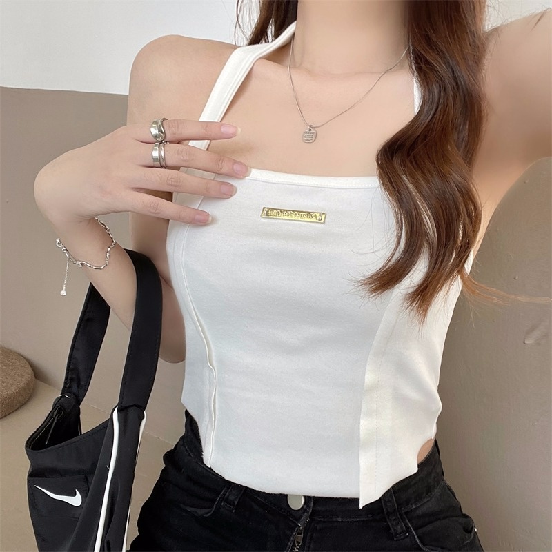 ZHELIHANGFEI Áo Sweater Không Tay Lưng Cao Hở Rốn Gợi Cảm Cho Nữ