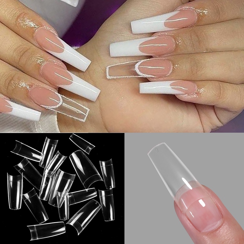 Hộp 480 móng tay giả UR SUGAR màu sắc trong suốt bảo vệ toàn diện