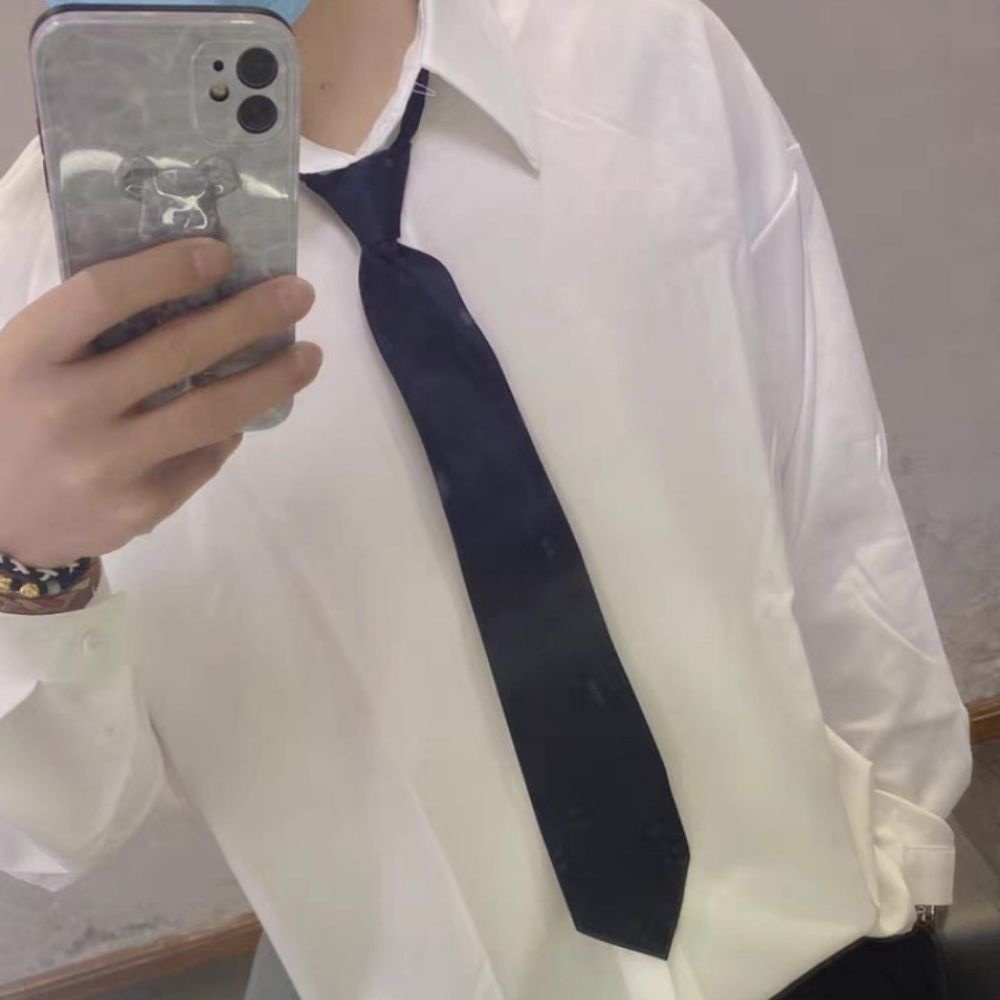 Mẫu mới áo sơ mi dài tay unisex trơn tặng kèm Cravat dáng rộng cá tính SOZO AO SOMI 9000020