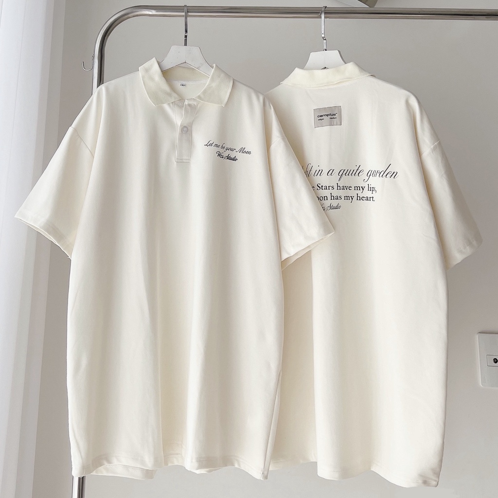[sẵn] Áo Polo Tanazi Form Rộng Unisex Vải Cotton Chữ In Quite (ảnh thật tại shop) TanaziCloset